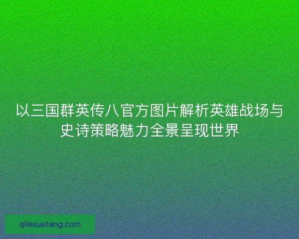 以三国群英传八官方图片解析英雄战场与史诗策略魅力全景呈现世界